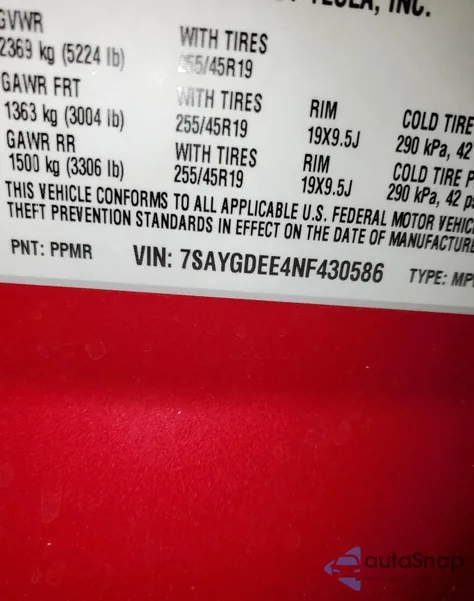 2022 Tesla Model Y из США, поврежденный, VIN 7SAYGDEE4NF430586